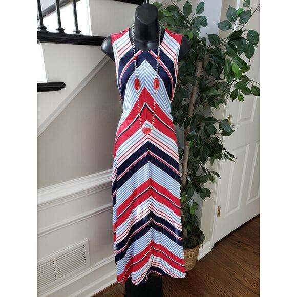 Chaps Womens Multicolor 100% Cotton Round Neck Sleeveless Long Maxi Dress Size L - Picture 1 of 12
